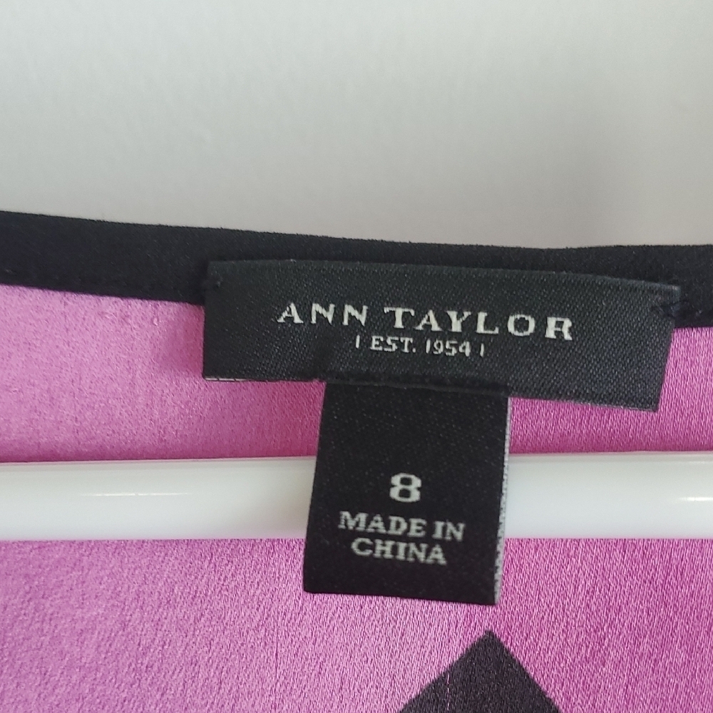 Ann Taylor Vibrant Pink and Black Striped Blouse - Picture 2 of 3
